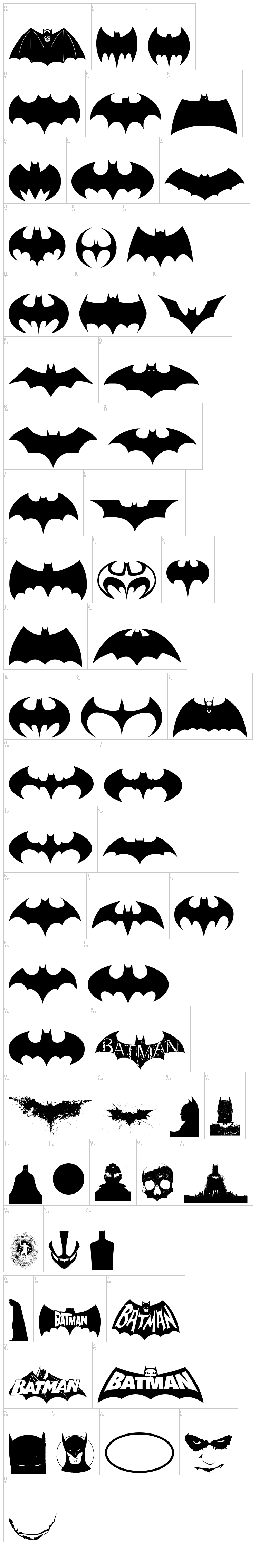 Batman Evolution Logo font map